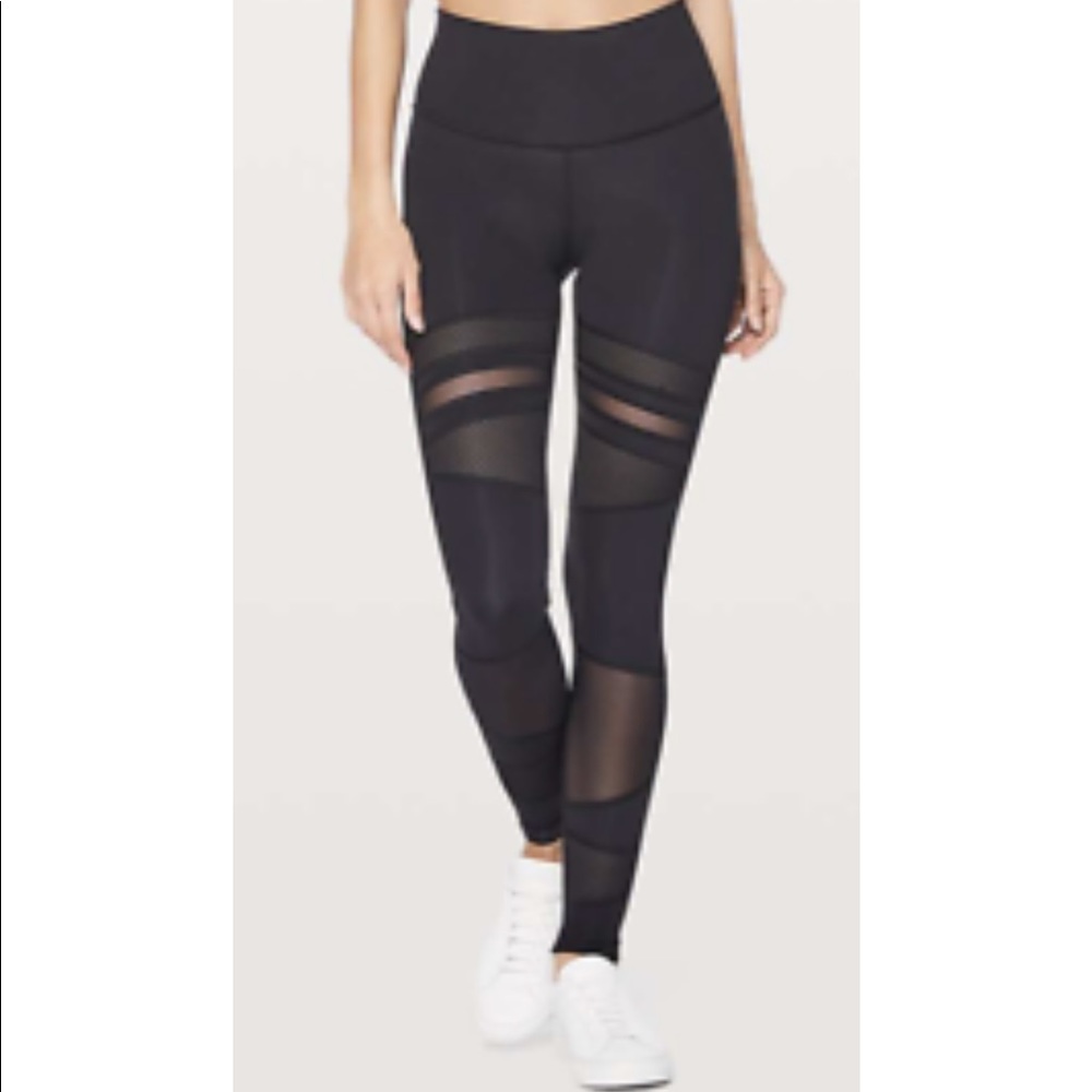 Lululemon Wunder Under Black Mesh Leggings